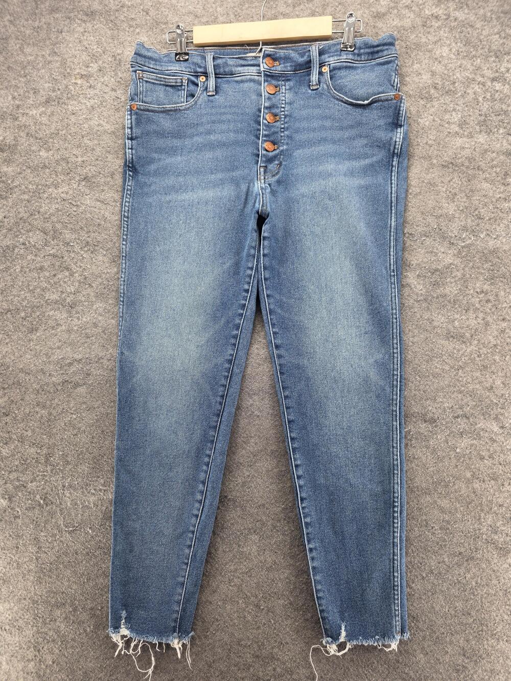Madewell Jeans Womens 10 Blue 10" High-Rise Skinny Distressed 28 Inseam